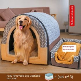 Large Dog House Type Pets Can Be Dismantled And Washed (Option: Gray B-XL)