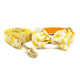 Tow Rope Collar Pet Supplies Gold Metal Buckle (Option: Yellow-Bow set-M)