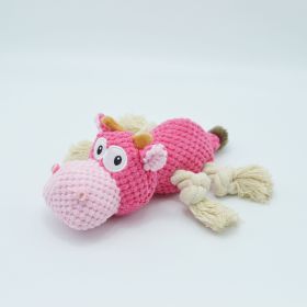 Cow Cloth Velvet Dog Toy Creaking Sound (Option: Pink Cow-24x20cm)