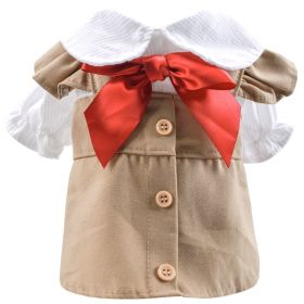 Pet Clothes Khaki Trench Coat Couple Clothes (Option: Khaki Flounced Sleeve Skirt-XS)