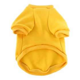 Pet Clothes Fleece-lined Thickened Solid Color Hoodie (Option: Yellow-M)