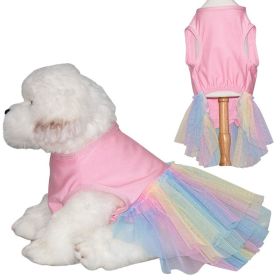 Dog Skirt Thin And Comfortable Colorful Pet Gauze Skirt (Option: Pink-S)