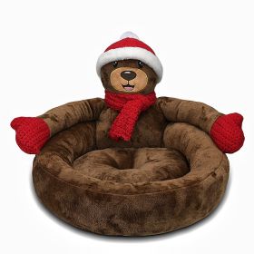 Kennel Winter Warm Three-dimensional Cartoon (Option: Dark Brown Bear-Small 40cm)