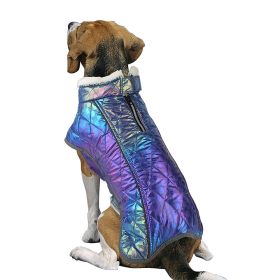 Pet Clothes Waterproof Velvet Warm (Option: Dazzling Blue-M)