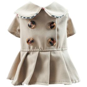 Pet Clothes Khaki Trench Coat Couple Clothes (Option: Button Dress Khaki-S)