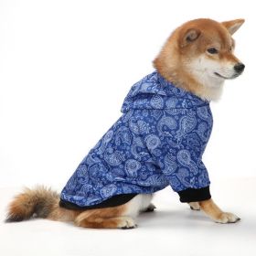 Christmas Dog Clothes Thickened Plaid Hooded Two-leg Sweater (Option: Blue Paisley-M)