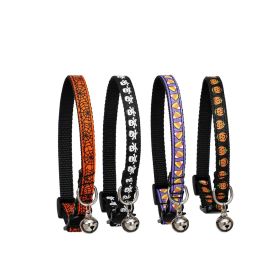 Halloween cat collar puppy collar pet supplies (Color: skull)