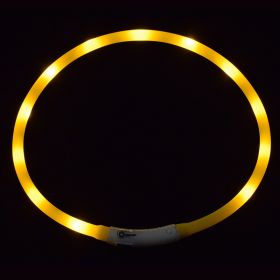 Pet's LED Collar With USB Rechargeable Glowing Lighted Up & Cuttable Waterproof Safety For Dogs (Color: Yellow)