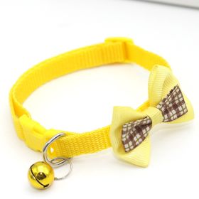 Bowknot Cat Collars; Pet Collar With Bell & Buckle; Cute Pet Supplies For Decoration (Color: Yellow)