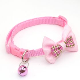 Bowknot Cat Collars; Pet Collar With Bell & Buckle; Cute Pet Supplies For Decoration (Color: Pink)