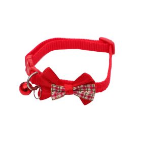 Bowknot Cat Collars; Pet Collar With Bell & Buckle; Cute Pet Supplies For Decoration (Color: Red)