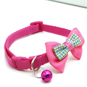 Bowknot Cat Collars; Pet Collar With Bell & Buckle; Cute Pet Supplies For Decoration (Color: Rose Red)