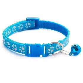 Pet Bell Collar; Adjustable Buckle Cat Collar; Multiple Color (Color: Sky Blue)