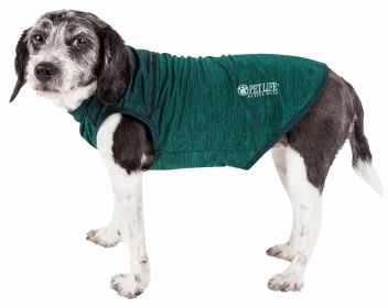 Pet Life Active 'Aero-Pawlse' Heathered Quick-Dry And 4-Way Stretch-Performance Dog Tank Top T-Shirt (Color: Green)