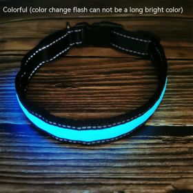 LED Luminous Dog Collar Highlight Reflective Leather Reflective Stripe Ribbon (Option: Colorful-XS)