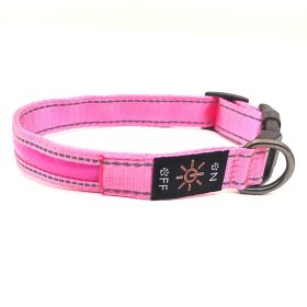 LED Luminous Dog Collar Highlight Reflective Leather Reflective Stripe Ribbon (Option: Colorful Pink-S)