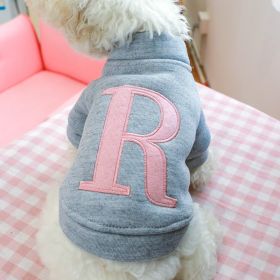 Factory Direct Supply Pet Clothes Teddy Bichon Dog Hoodie Autumn And Winter (Option: Letter R Sweater Gray-M)