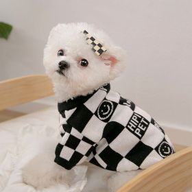 Dog Striped Knitted Sweater Cardigan Clothing (Option: Black And White Sweater-M)