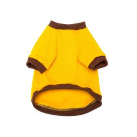 Pet Clothes Fleece-lined Thickened Solid Color Hoodie (Option: Brown yellow-XL)