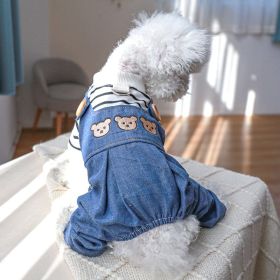 Pet Clothes Clothing Suspender Pants Traction (Option: Blue-L)