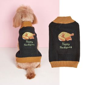 Thanksgiving Pet Clothes Lapel Retro Plaid Contrast Color (Option: Black Turkey-XL)