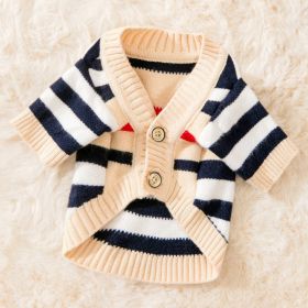 Dog Striped Knitted Sweater Cardigan Clothing (Option: Striped Knitted Cardigan-XL)