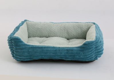 Four Seasons Universal Pet Bed Candy Color Square Kennel Teddy Pomeranian Mat Cat Nest Pet Bed (Option: Dark Green-M)